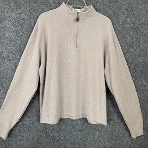 Peter Millar 1/4 Zip Henley Knit Top Taupe Color Men XL Long Sleeve